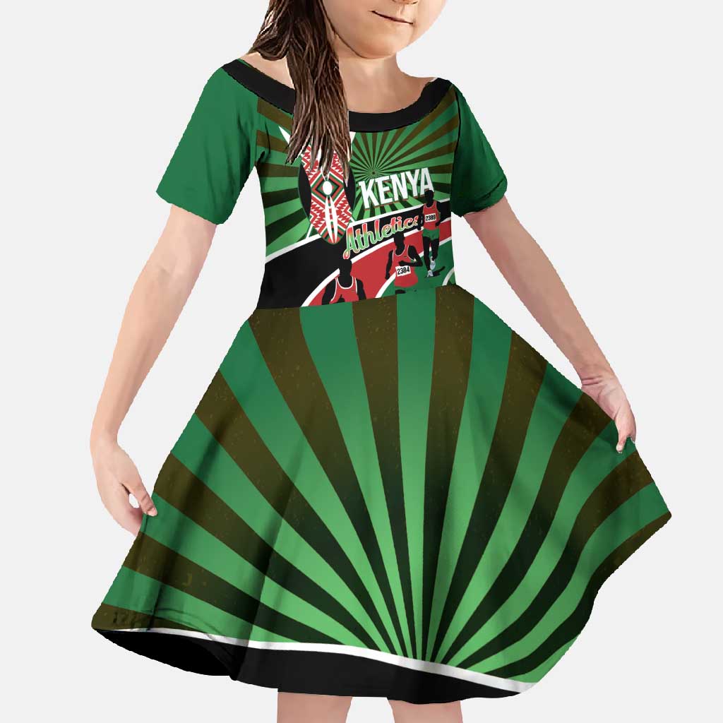 Athletics Kenya Family Matching Long Sleeve Bodycon Dress and Hawaiian Shirt Maasai Shield Running Way - Wonder Print Shop