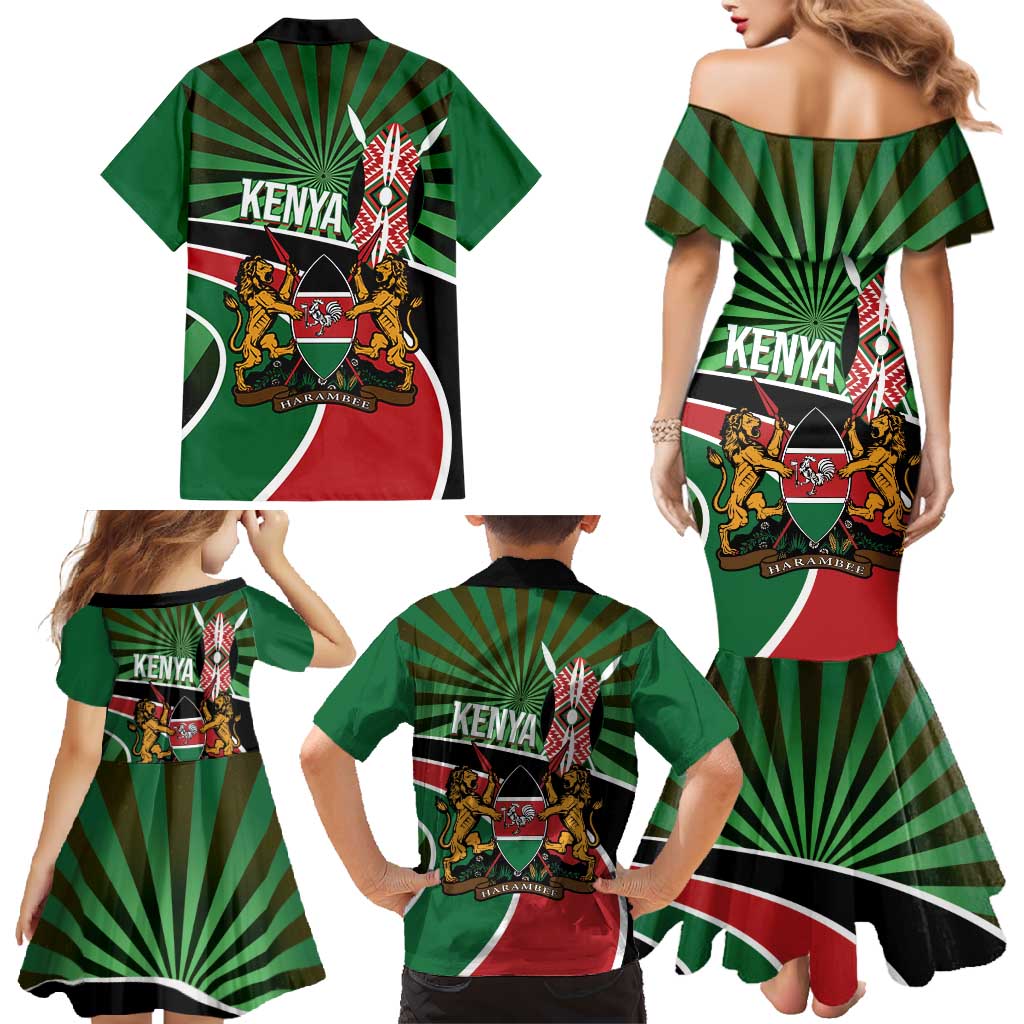 Athletics Kenya Family Matching Mermaid Dress and Hawaiian Shirt Maasai Shield Running Way - Wonder Print Shop