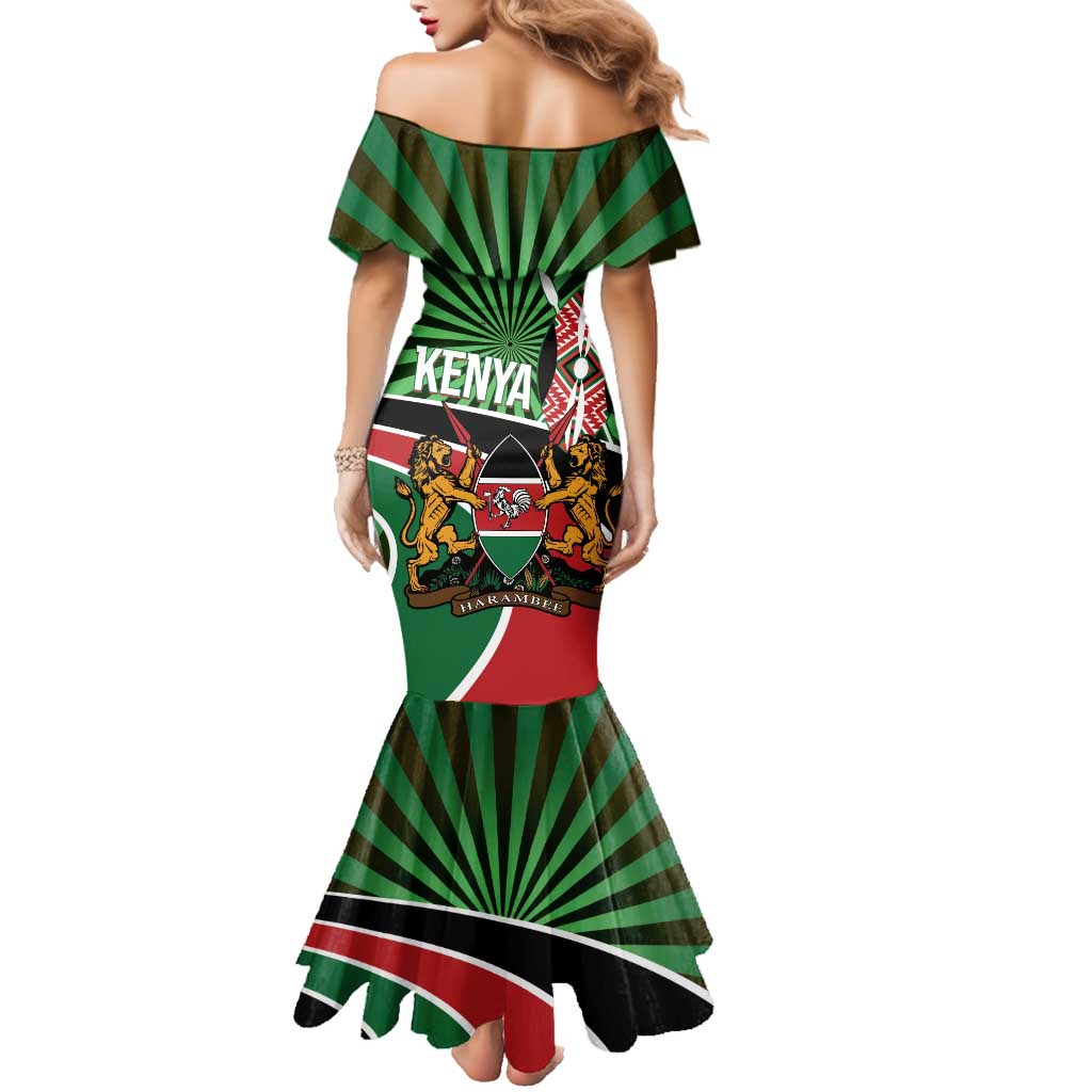 Athletics Kenya Family Matching Mermaid Dress and Hawaiian Shirt Maasai Shield Running Way - Wonder Print Shop