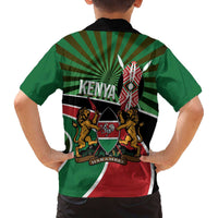 Athletics Kenya Family Matching Off The Shoulder Long Sleeve Dress and Hawaiian Shirt Maasai Shield Running Way - Wonder Print Shop