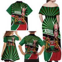Athletics Kenya Family Matching Off Shoulder Maxi Dress and Hawaiian Shirt Maasai Shield Running Way - Wonder Print Shop