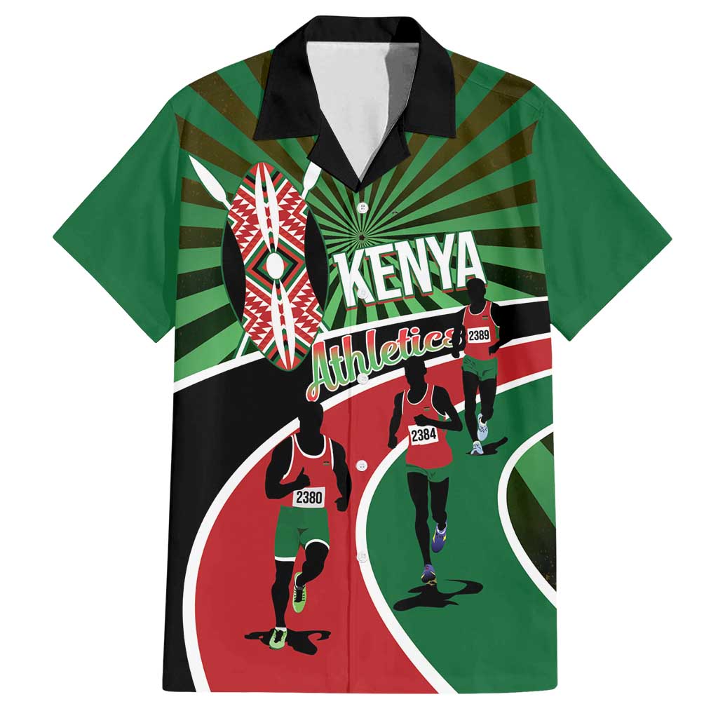 Athletics Kenya Family Matching Off Shoulder Maxi Dress and Hawaiian Shirt Maasai Shield Running Way - Wonder Print Shop