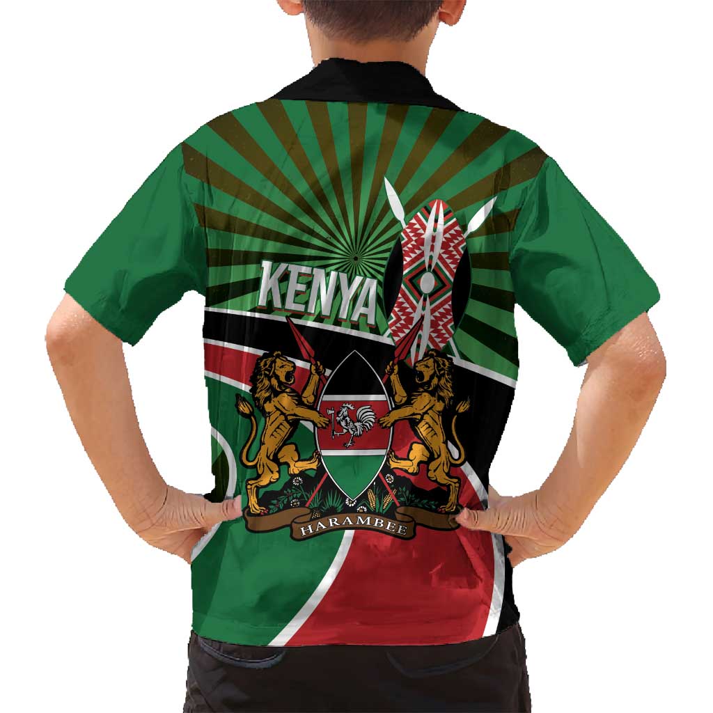 Athletics Kenya Family Matching Puletasi and Hawaiian Shirt Maasai Shield Running Way - Wonder Print Shop
