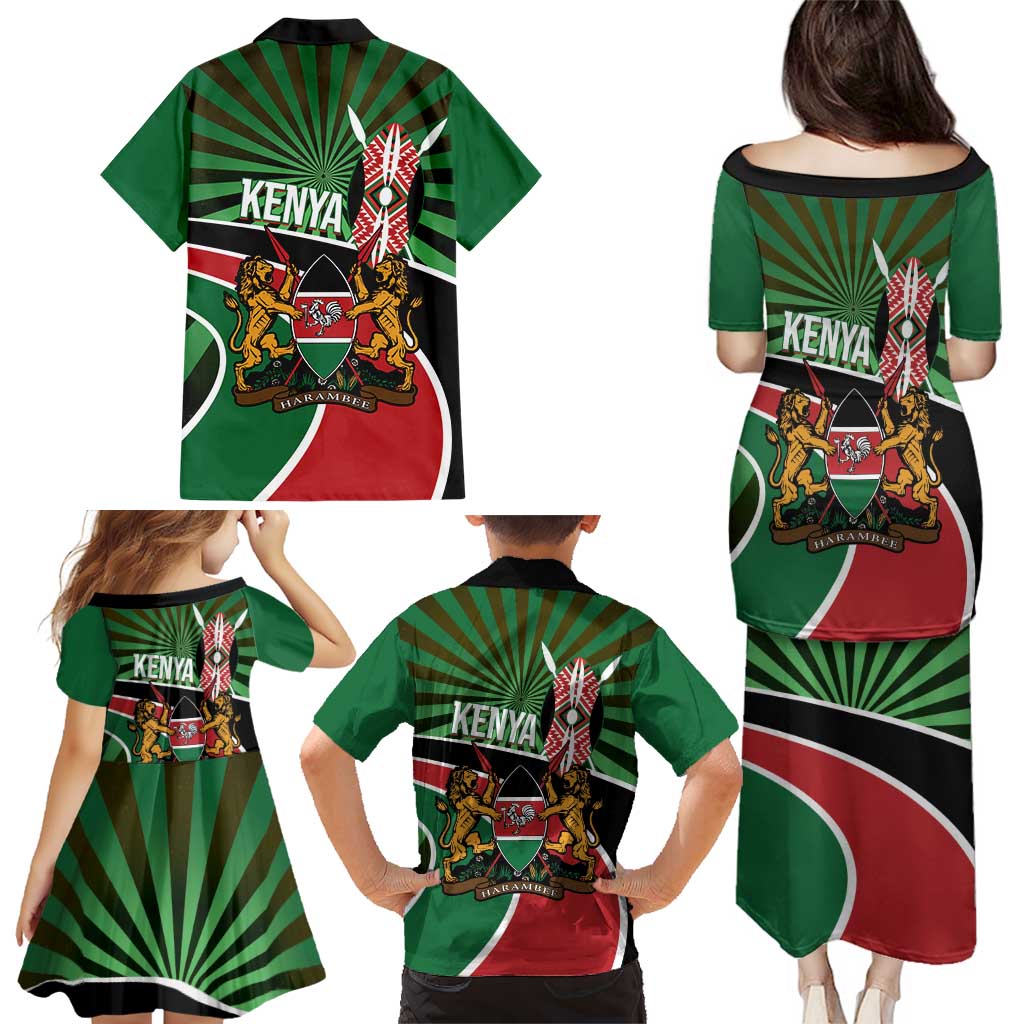 Athletics Kenya Family Matching Puletasi and Hawaiian Shirt Maasai Shield Running Way - Wonder Print Shop