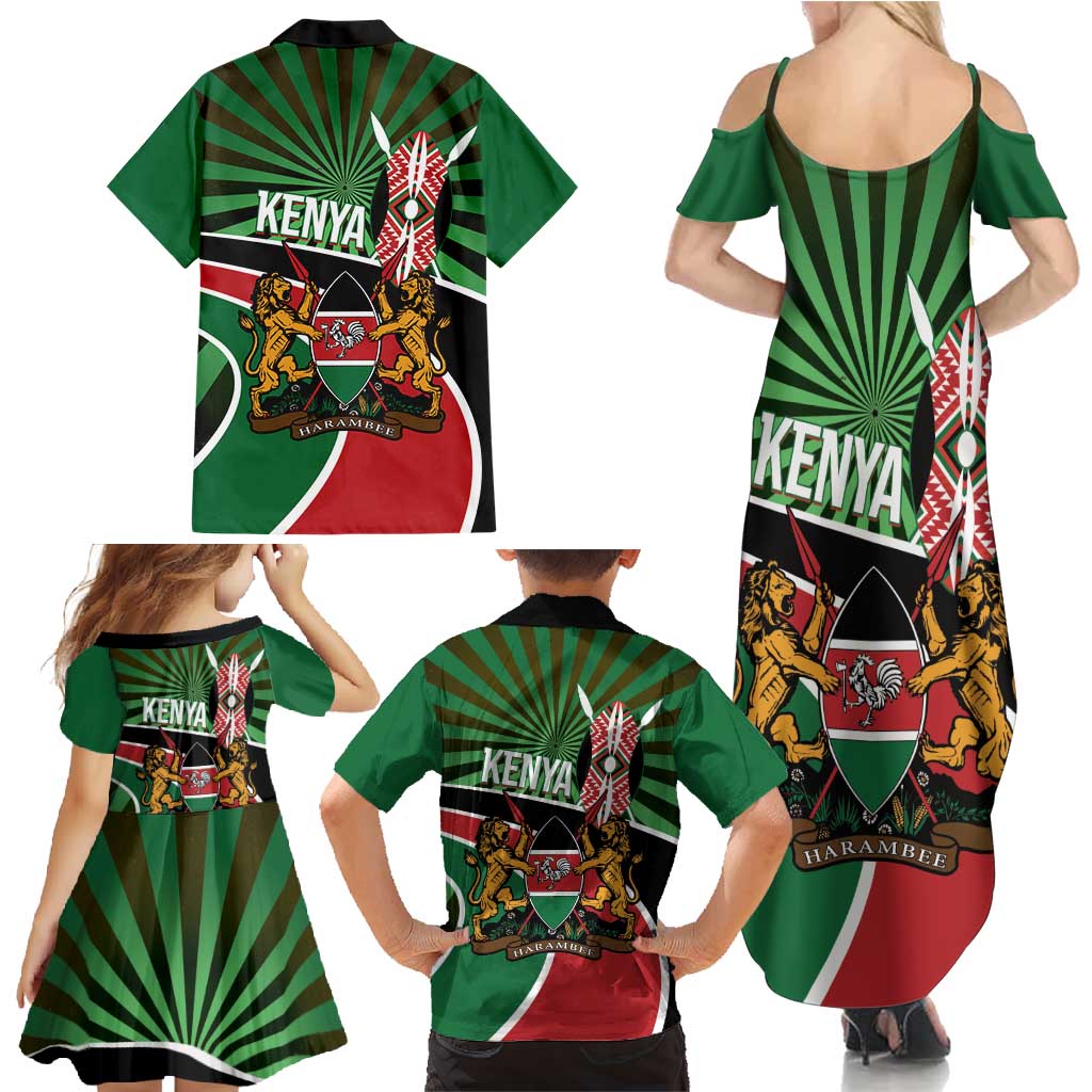 Athletics Kenya Family Matching Summer Maxi Dress and Hawaiian Shirt Maasai Shield Running Way - Wonder Print Shop