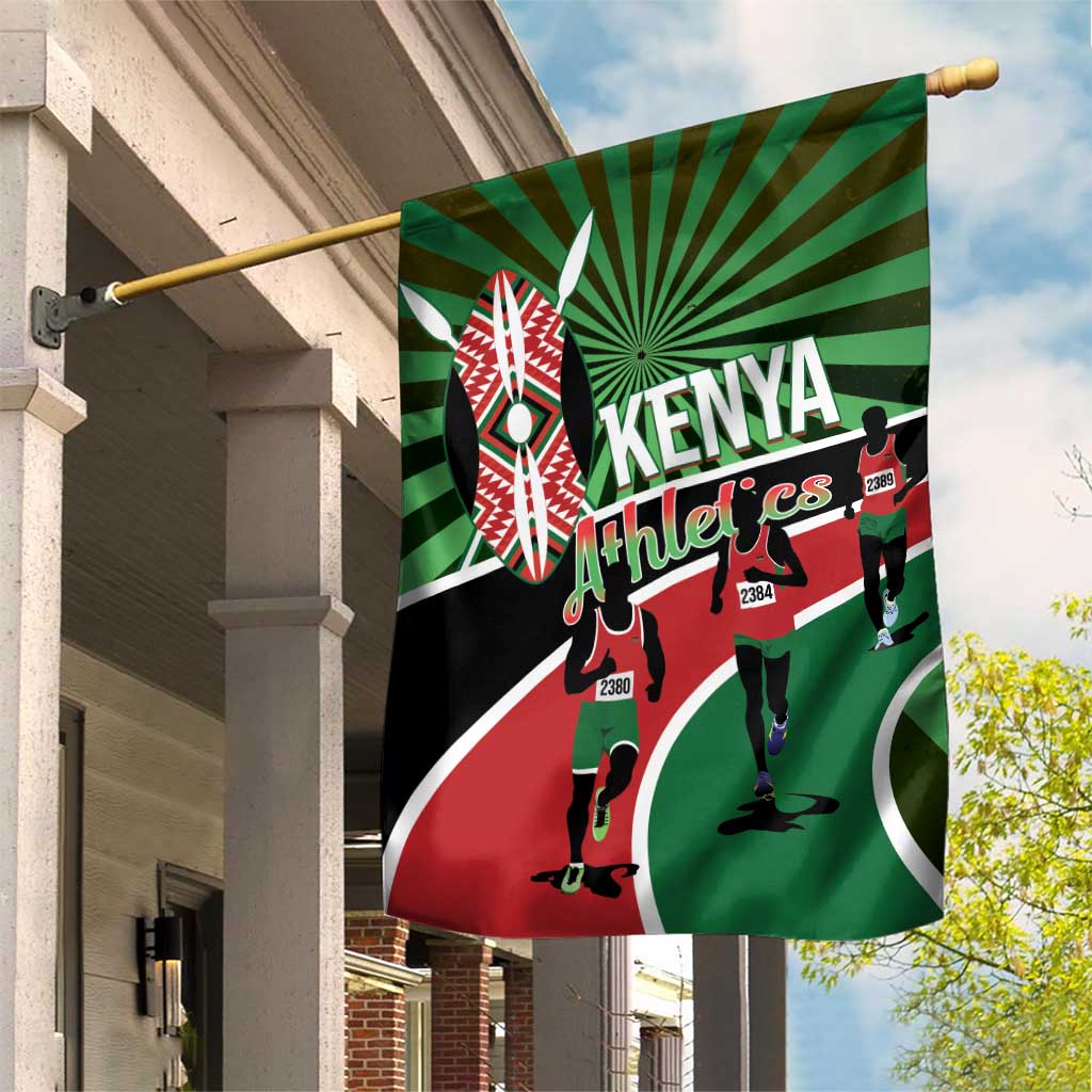 Athletics Kenya Garden Flag Maasai Shield Running Way - Wonder Print Shop