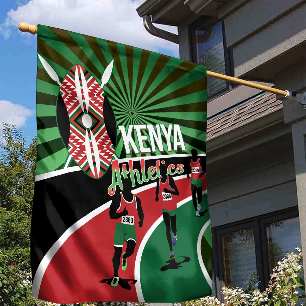 Athletics Kenya Garden Flag Maasai Shield Running Way - Wonder Print Shop