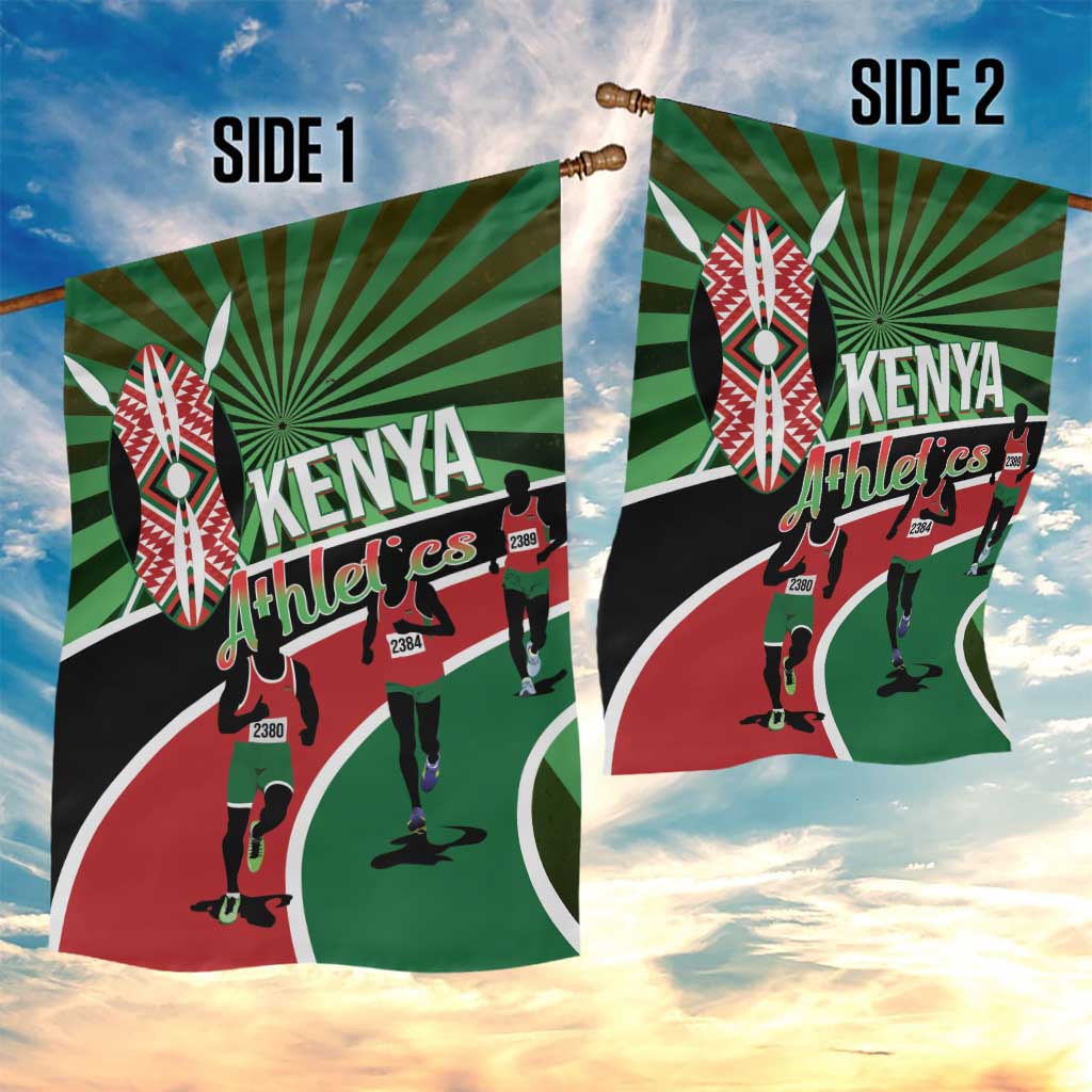 Athletics Kenya Garden Flag Maasai Shield Running Way - Wonder Print Shop