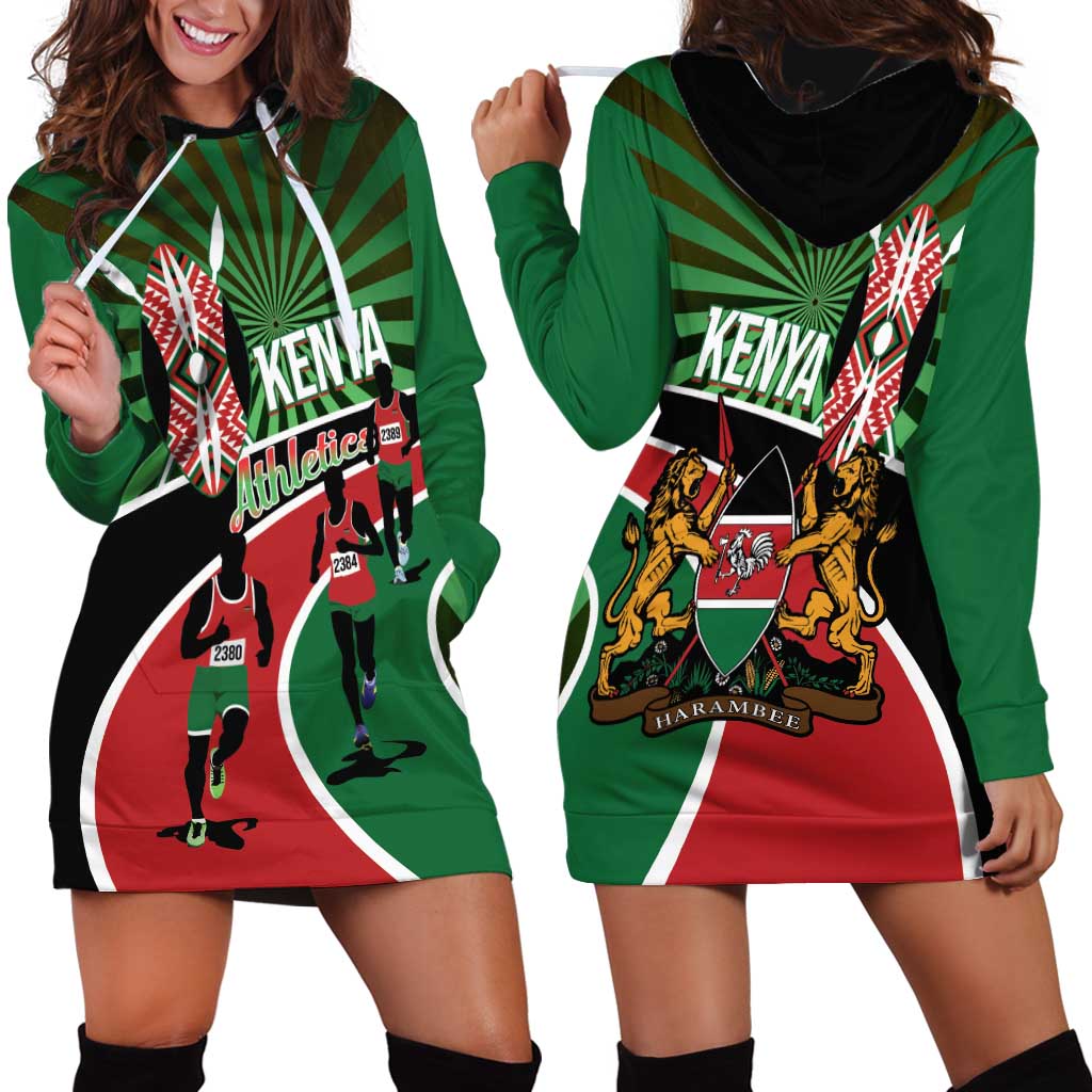 Athletics Kenya Hoodie Dress Maasai Shield Running Way - Wonder Print Shop