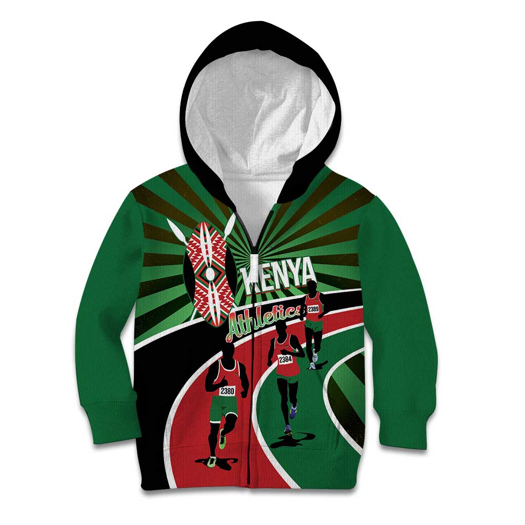 Athletics Kenya Kid Hoodie Maasai Shield Running Way - Wonder Print Shop