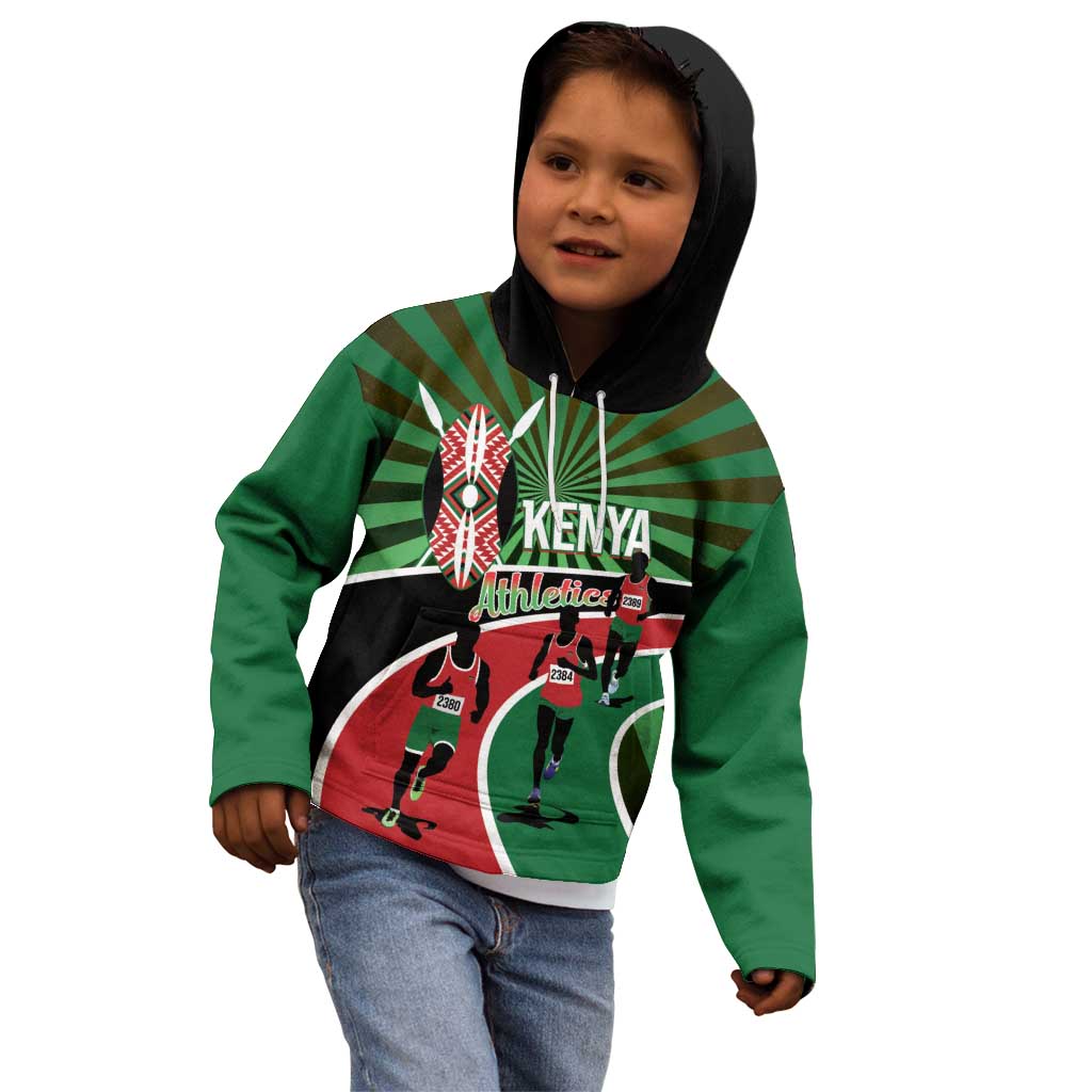 Athletics Kenya Kid Hoodie Maasai Shield Running Way - Wonder Print Shop