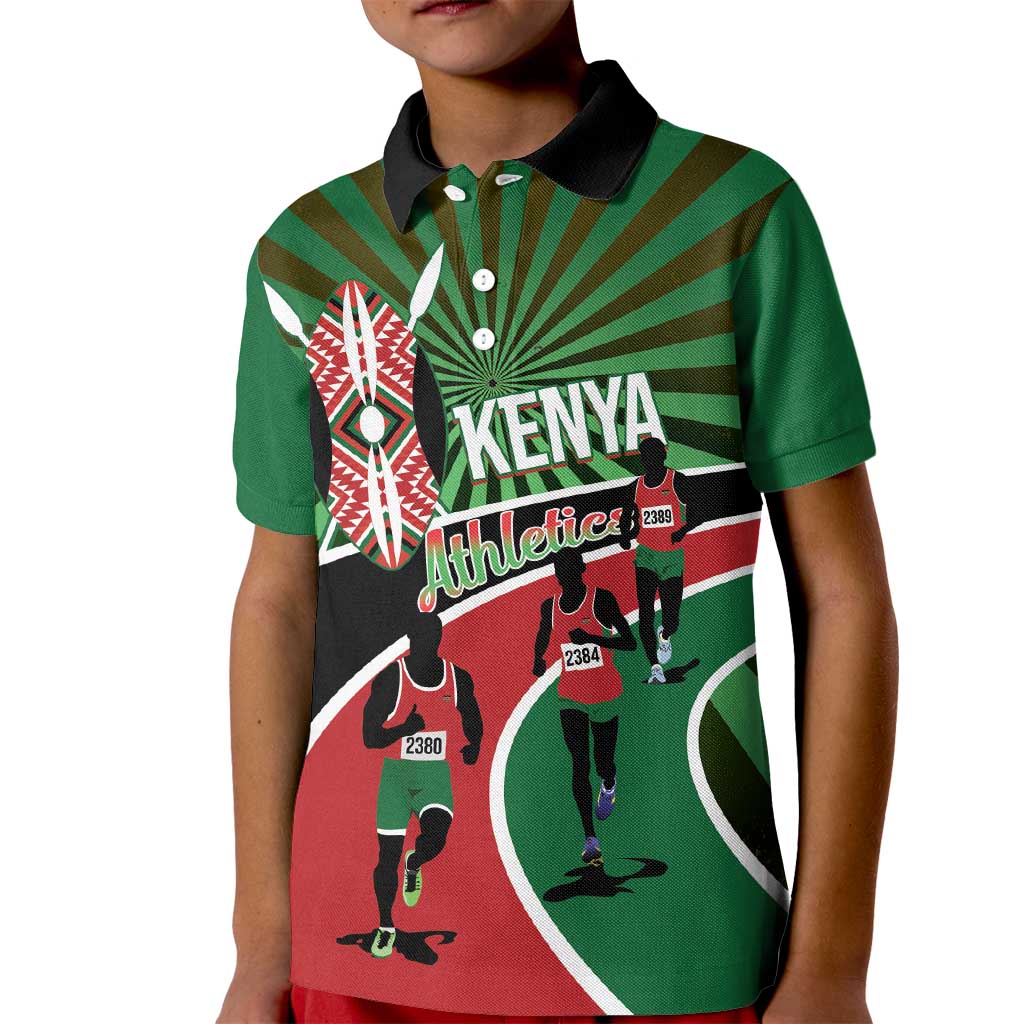 Athletics Kenya Kid Polo Shirt Maasai Shield Running Way - Wonder Print Shop