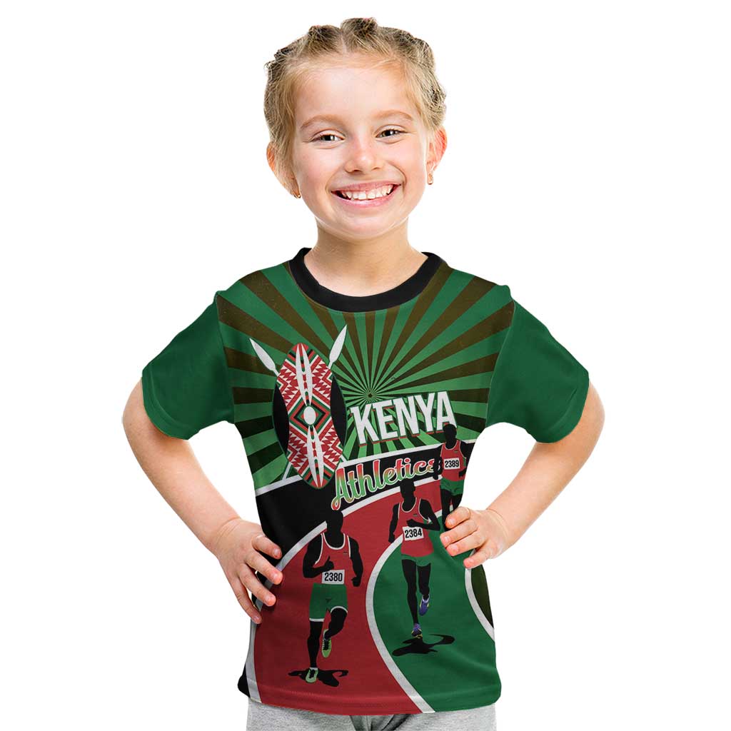 Athletics Kenya Kid T Shirt Maasai Shield Running Way - Wonder Print Shop