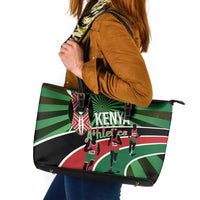 Athletics Kenya Leather Tote Bag Maasai Shield Running Way - Wonder Print Shop