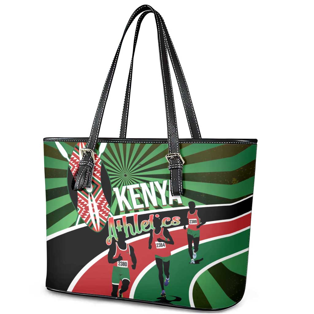 Athletics Kenya Leather Tote Bag Maasai Shield Running Way - Wonder Print Shop