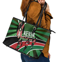 Athletics Kenya Leather Tote Bag Maasai Shield Running Way - Wonder Print Shop
