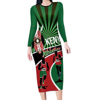 Athletics Kenya Long Sleeve Bodycon Dress Maasai Shield Running Way - Wonder Print Shop