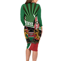 Athletics Kenya Long Sleeve Bodycon Dress Maasai Shield Running Way - Wonder Print Shop