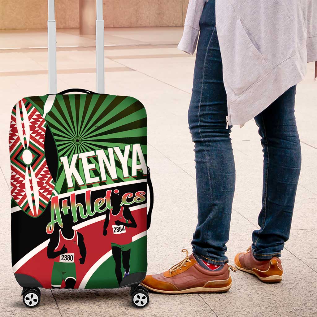Athletics Kenya Luggage Cover Maasai Shield Running Way - Wonder Print Shop