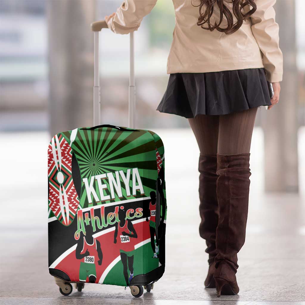 Athletics Kenya Luggage Cover Maasai Shield Running Way - Wonder Print Shop