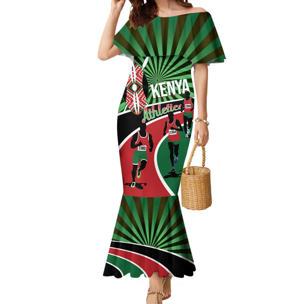 Athletics Kenya Mermaid Dress Maasai Shield Running Way - Wonder Print Shop