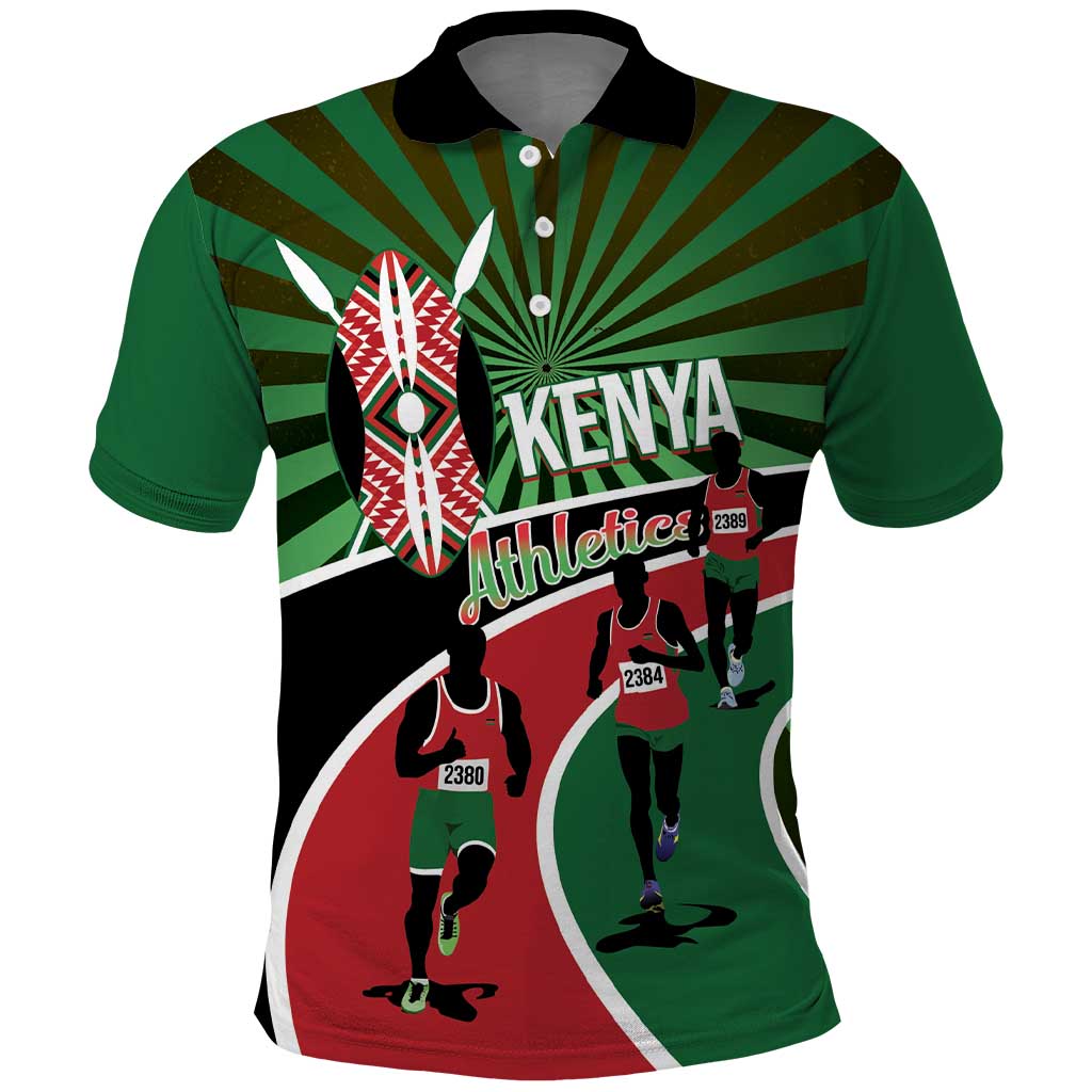 Athletics Kenya Polo Shirt Maasai Shield Running Way - Wonder Print Shop