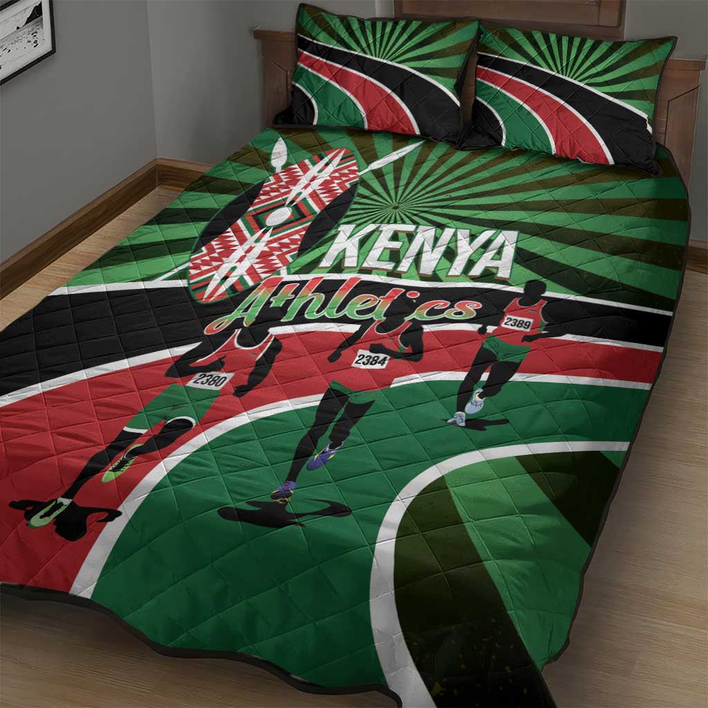 Athletics Kenya Quilt Bed Set Maasai Shield Running Way - Wonder Print Shop