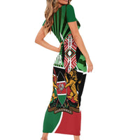 Athletics Kenya Short Sleeve Bodycon Dress Maasai Shield Running Way - Wonder Print Shop