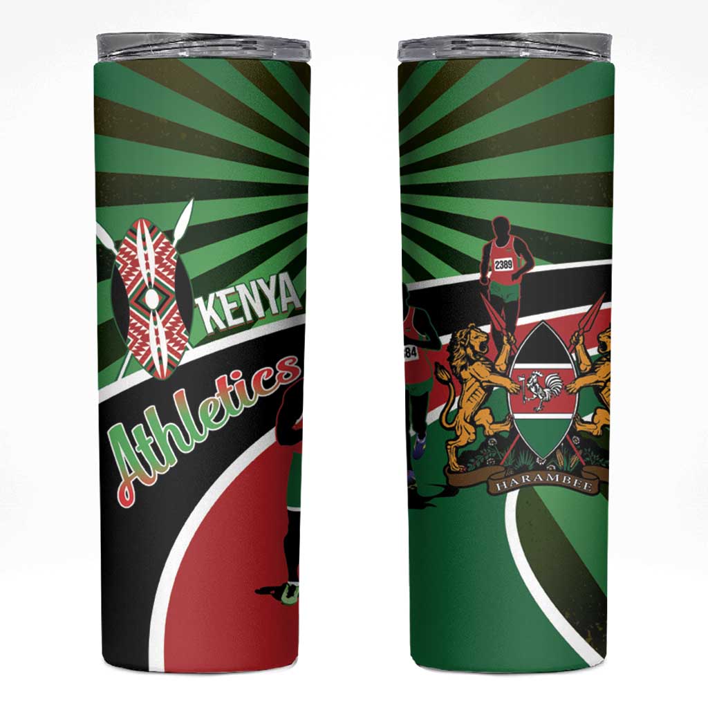 Athletics Kenya Skinny Tumbler Maasai Shield Running Way - Wonder Print Shop