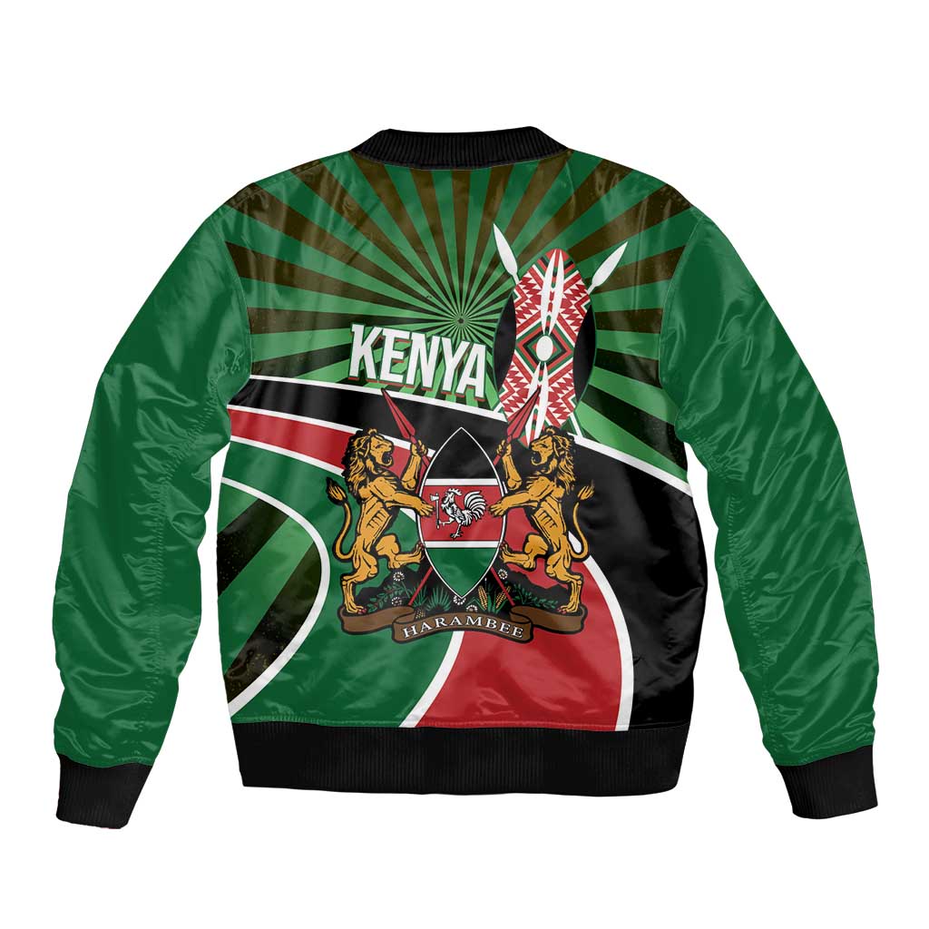 Athletics Kenya Sleeve Zip Bomber Jacket Maasai Shield Running Way - Wonder Print Shop