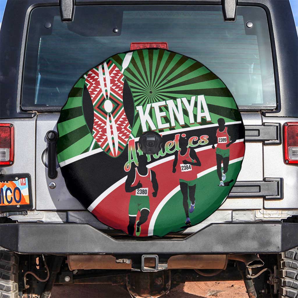 Athletics Kenya Spare Tire Cover Maasai Shield Running Way - Wonder Print Shop