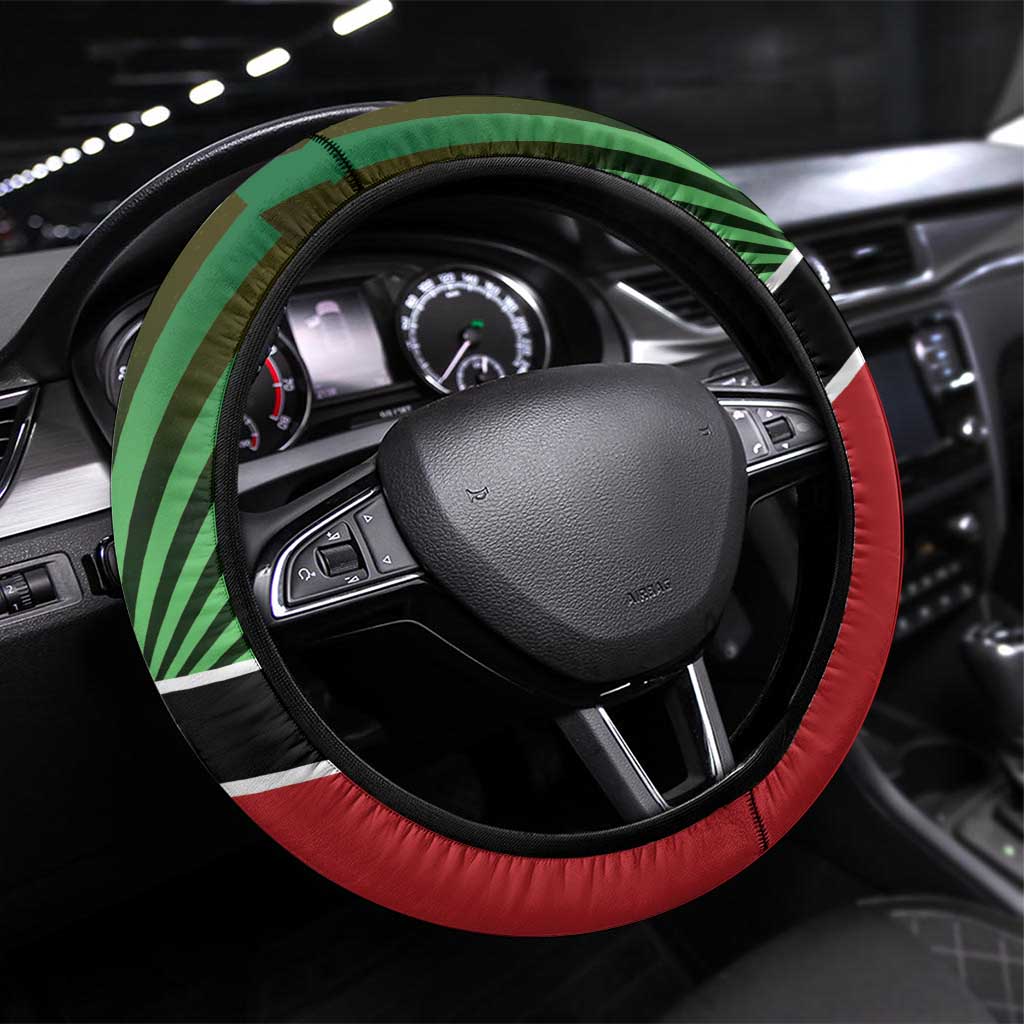 Athletics Kenya Steering Wheel Cover Maasai Shield Running Way - Wonder Print Shop