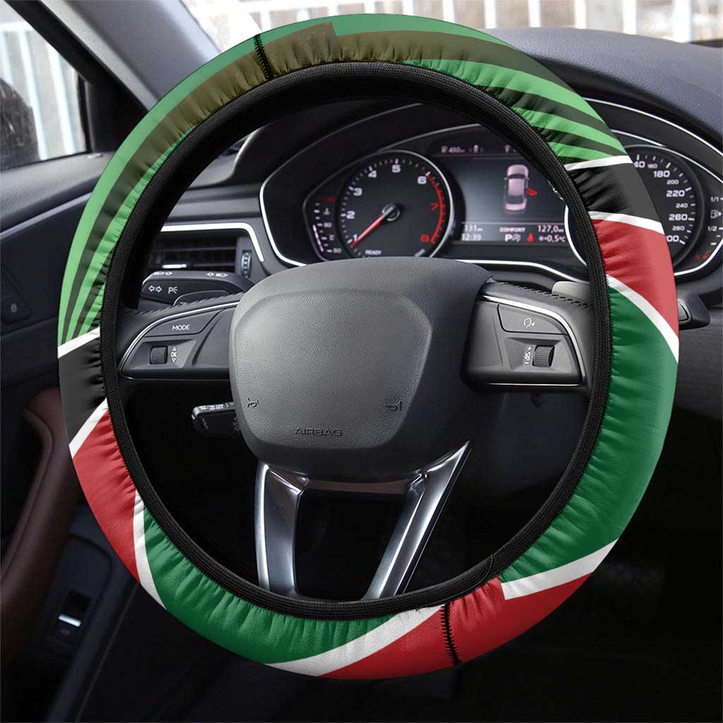 Athletics Kenya Steering Wheel Cover Maasai Shield Running Way - Wonder Print Shop