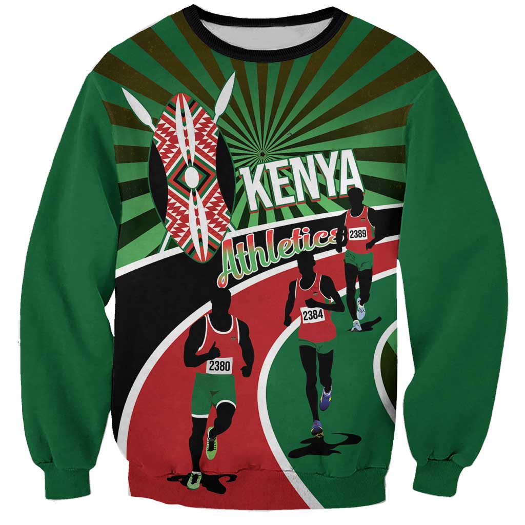 Athletics Kenya Sweatshirt Maasai Shield Running Way - Wonder Print Shop