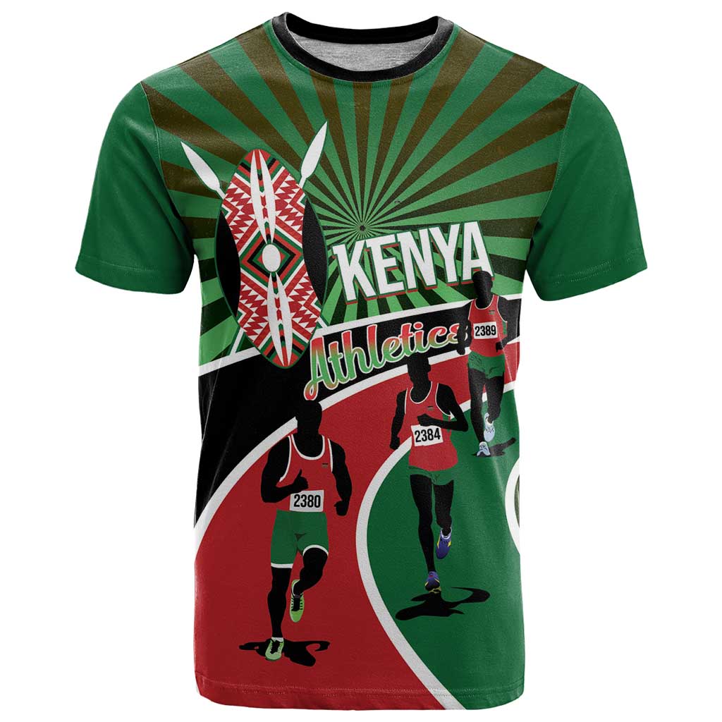 Athletics Kenya T Shirt Maasai Shield Running Way - Wonder Print Shop