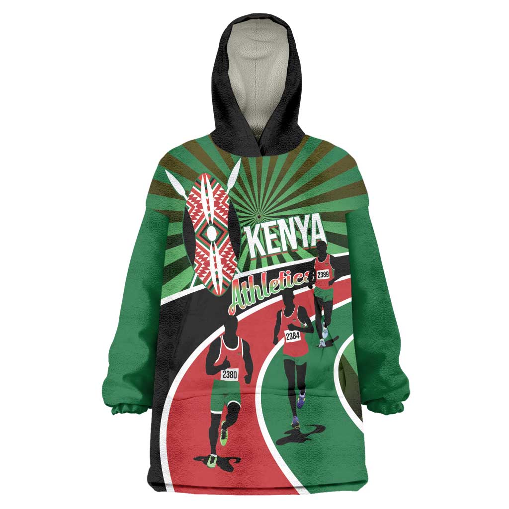 Athletics Kenya Wearable Blanket Hoodie Maasai Shield Running Way - Wonder Print Shop