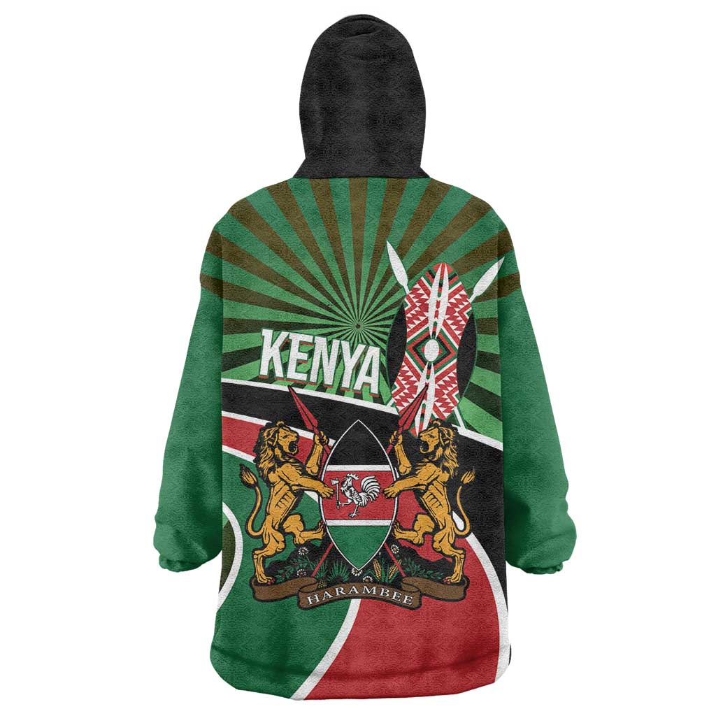 Athletics Kenya Wearable Blanket Hoodie Maasai Shield Running Way - Wonder Print Shop