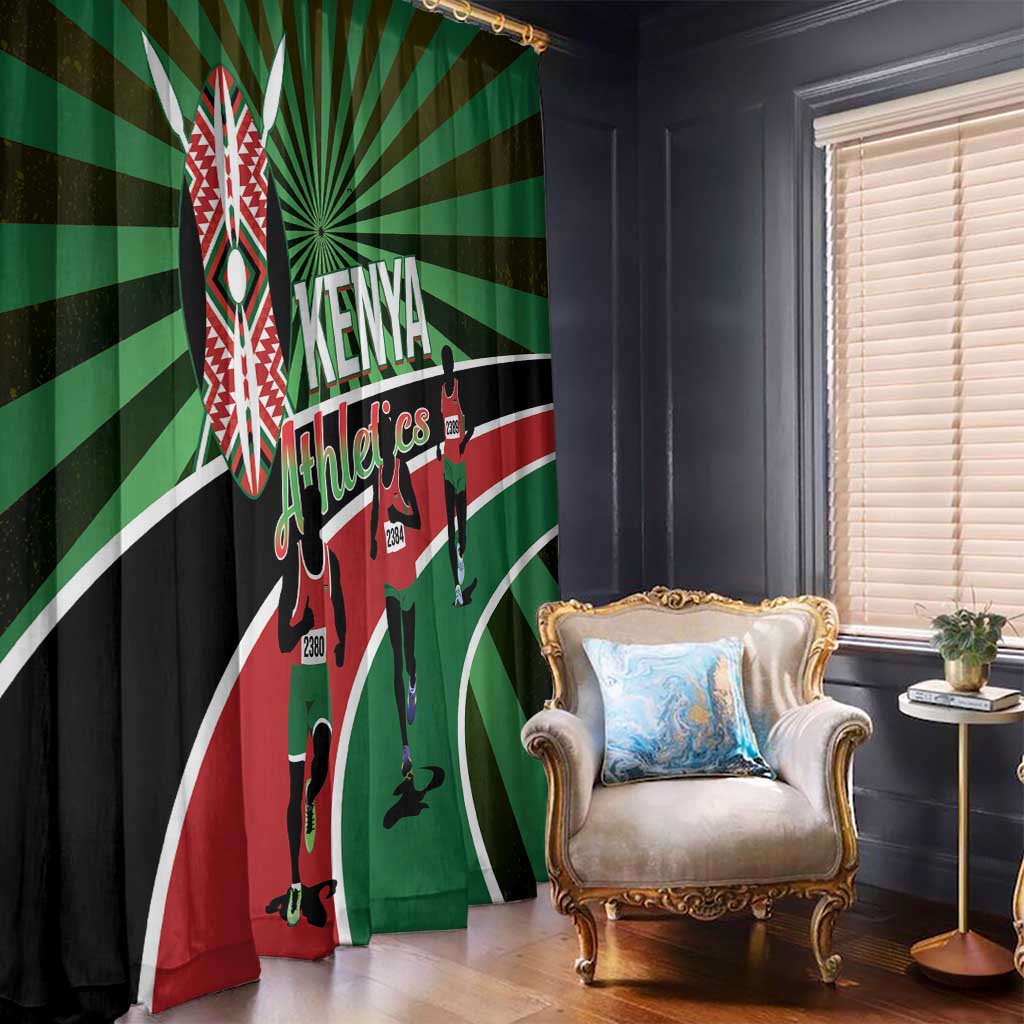 Athletics Kenya Window Curtain Maasai Shield Running Way - Wonder Print Shop