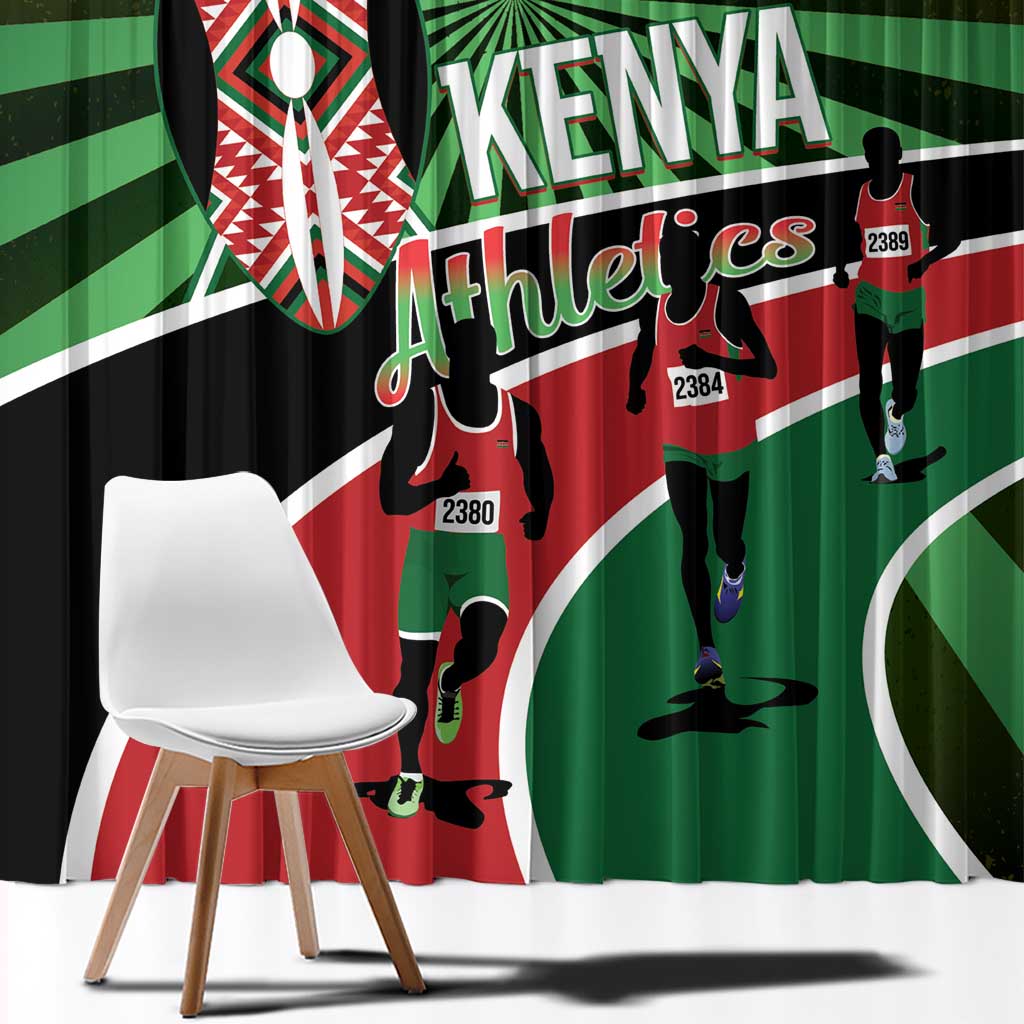 Athletics Kenya Window Curtain Maasai Shield Running Way - Wonder Print Shop