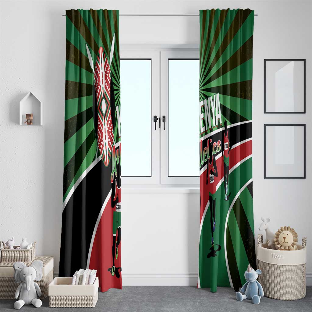 Athletics Kenya Window Curtain Maasai Shield Running Way - Wonder Print Shop