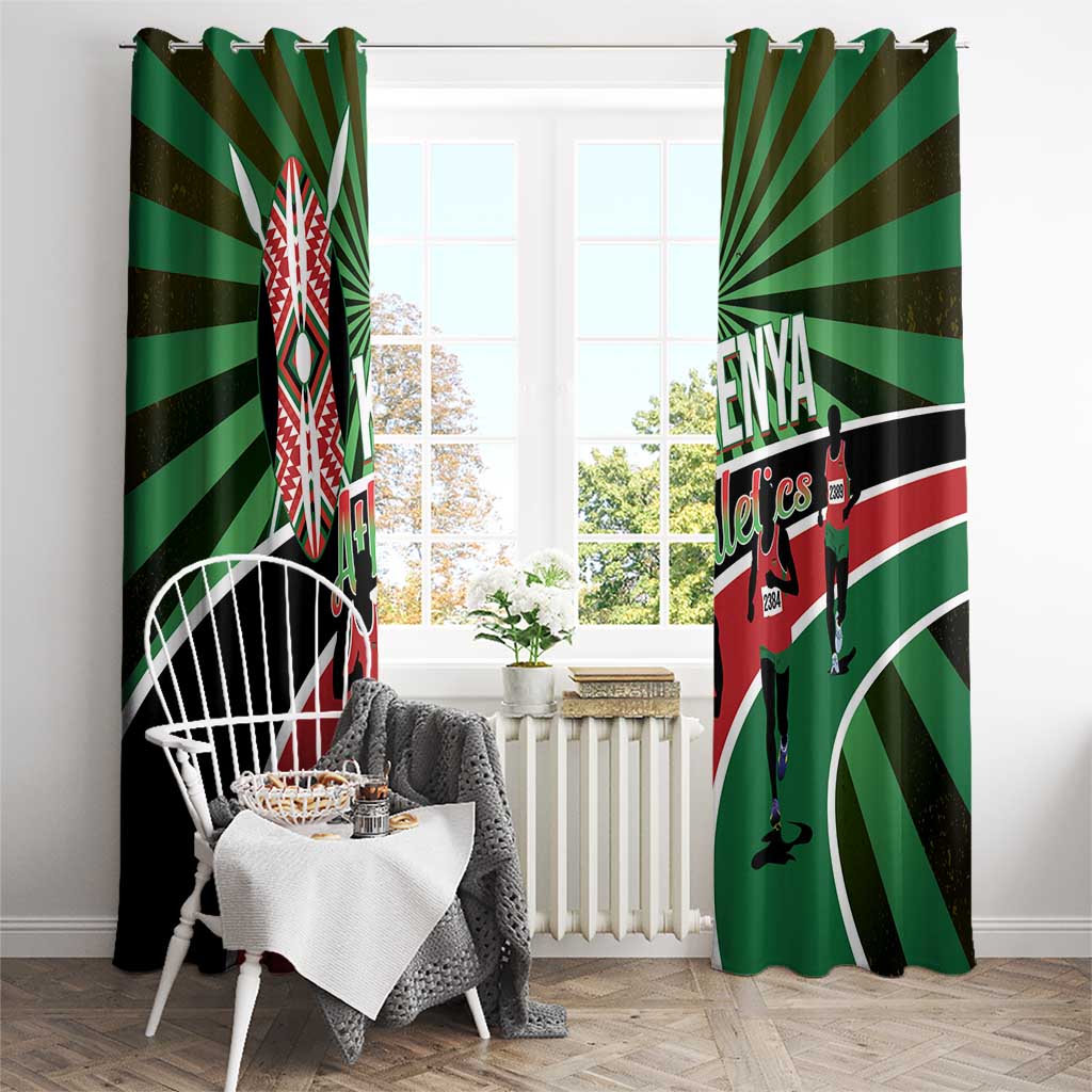 Athletics Kenya Window Curtain Maasai Shield Running Way - Wonder Print Shop
