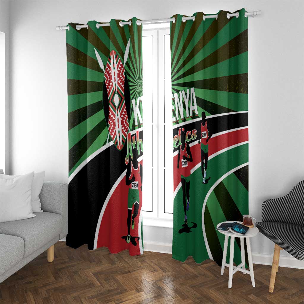 Athletics Kenya Window Curtain Maasai Shield Running Way - Wonder Print Shop