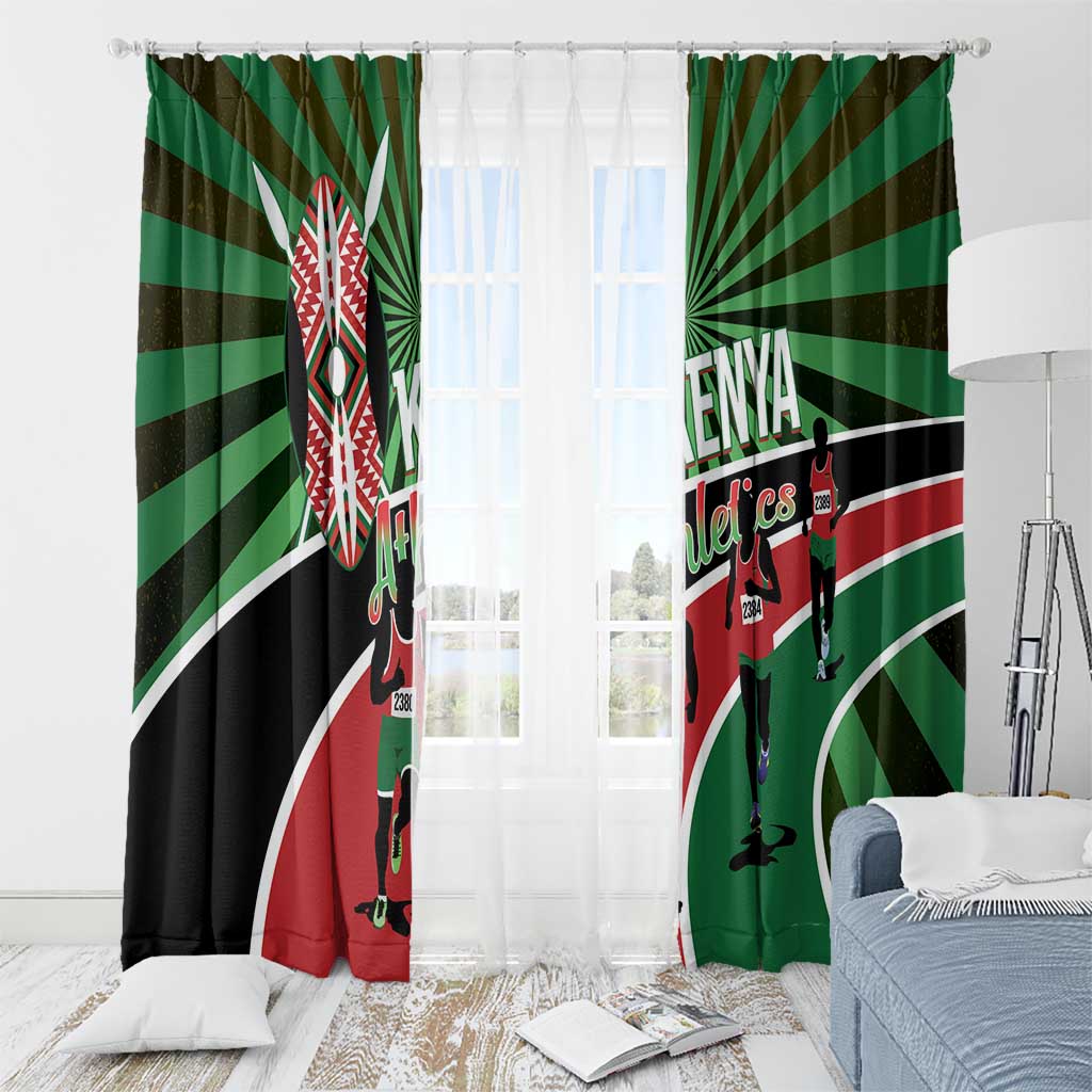 Athletics Kenya Window Curtain Maasai Shield Running Way - Wonder Print Shop