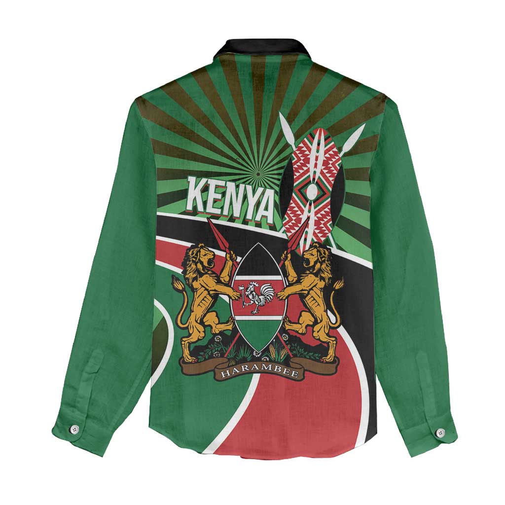 Athletics Kenya Women Casual Shirt Maasai Shield Running Way - Wonder Print Shop