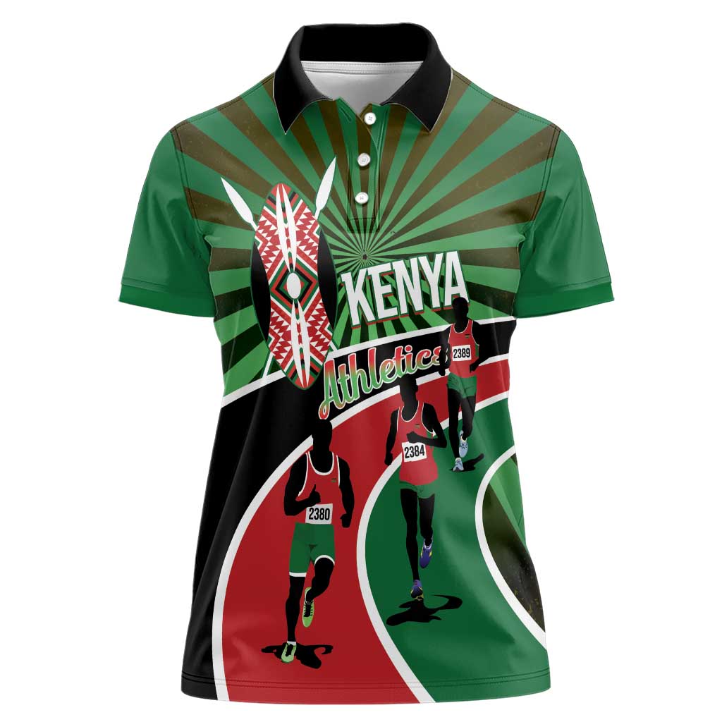 Athletics Kenya Women Polo Shirt Maasai Shield Running Way - Wonder Print Shop