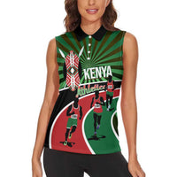 Athletics Kenya Women Sleeveless Polo Shirt Maasai Shield Running Way - Wonder Print Shop