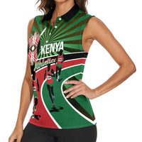 Athletics Kenya Women Sleeveless Polo Shirt Maasai Shield Running Way - Wonder Print Shop