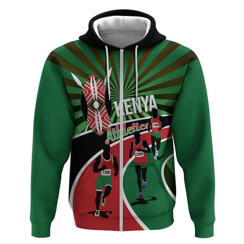 Athletics Kenya Zip Hoodie Maasai Shield Running Way - Wonder Print Shop