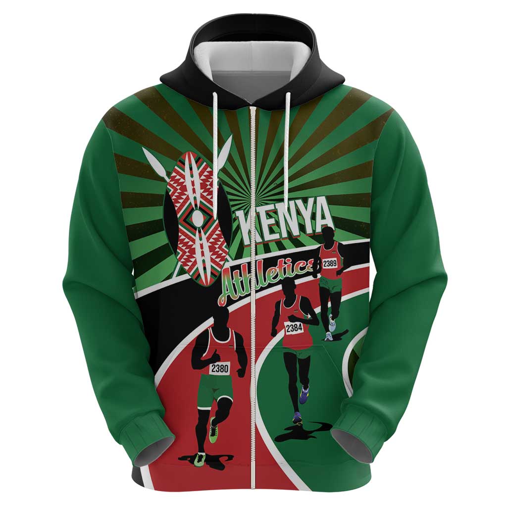 Athletics Kenya Zip Hoodie Maasai Shield Running Way - Wonder Print Shop