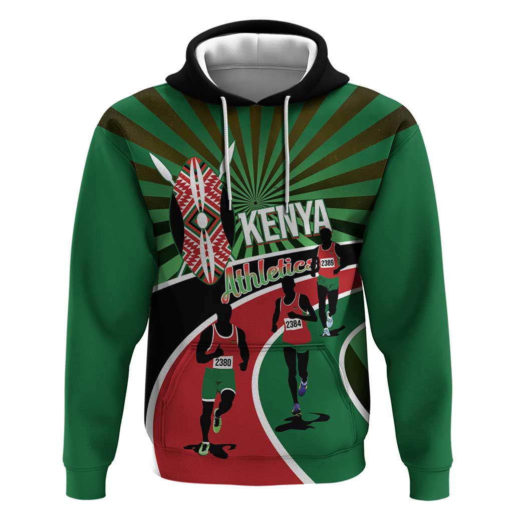 Athletics Kenya Zip Hoodie Maasai Shield Running Way - Wonder Print Shop